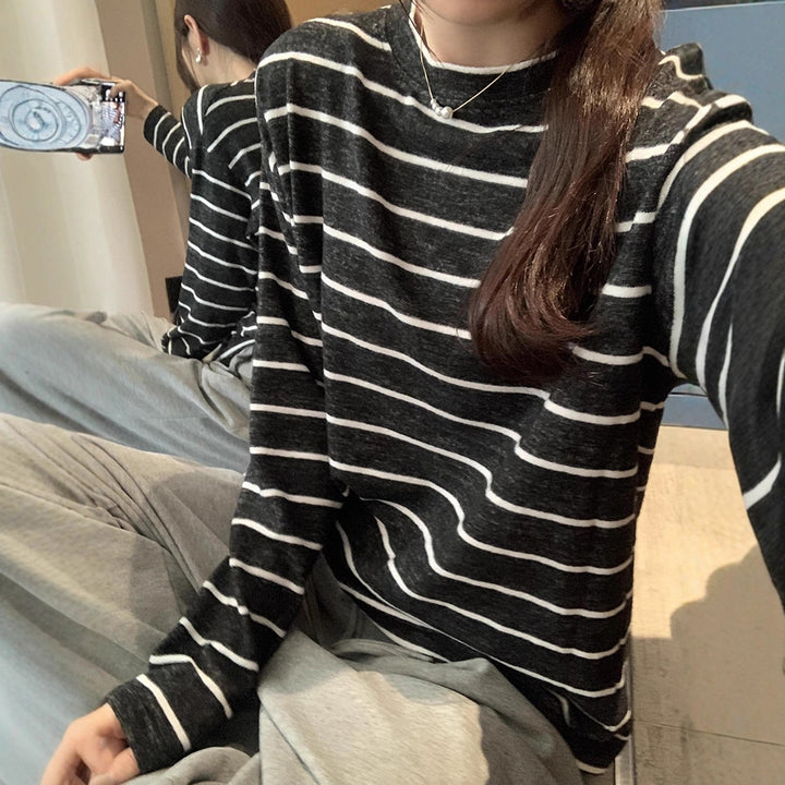Women's Casual Long Sleeve Shirt with Striped Design Chic & Stil