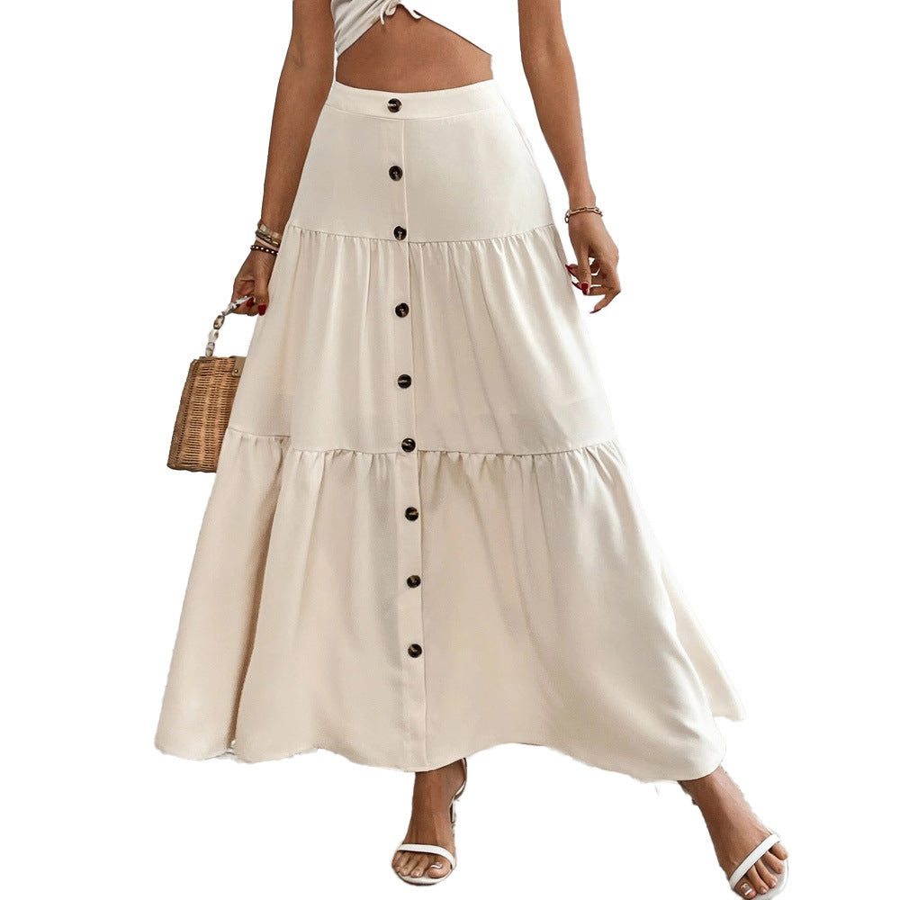 Jupe maxi pour femmes avec patte de boutonnage et coupe fluide Chic & Stil