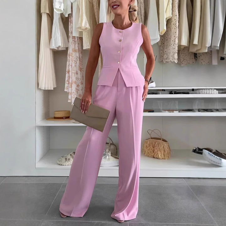 Elegant ladies' suit vest with wide-leg pants Chic and Style
