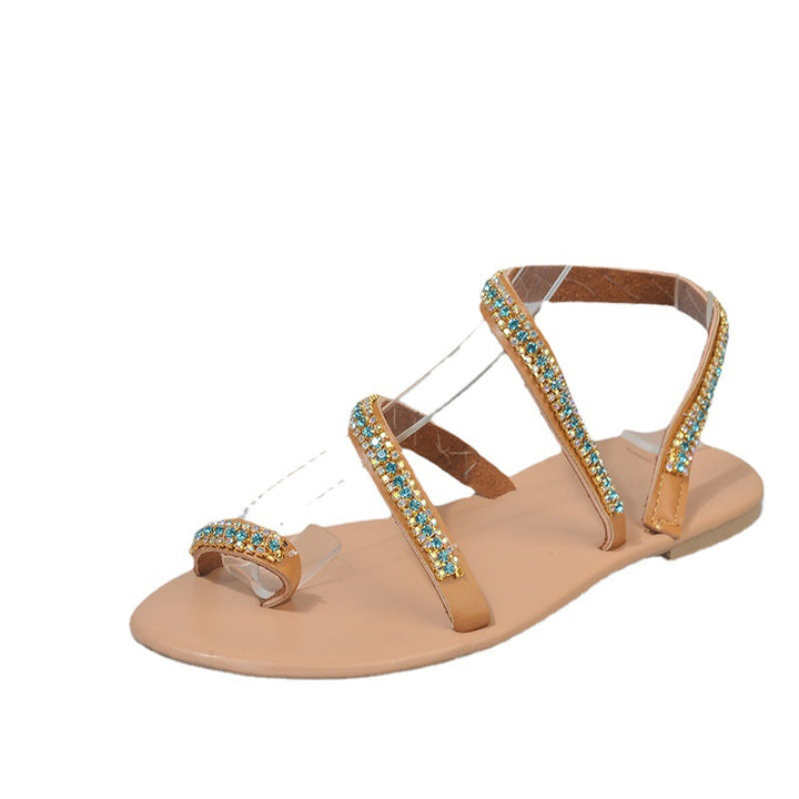 Ladies Elegant Sandals with Crystal Decorations and Chic Transparent Surface