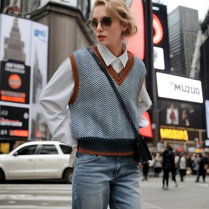 Lady Zigzag Pattern Knitted Cardigan Lune London