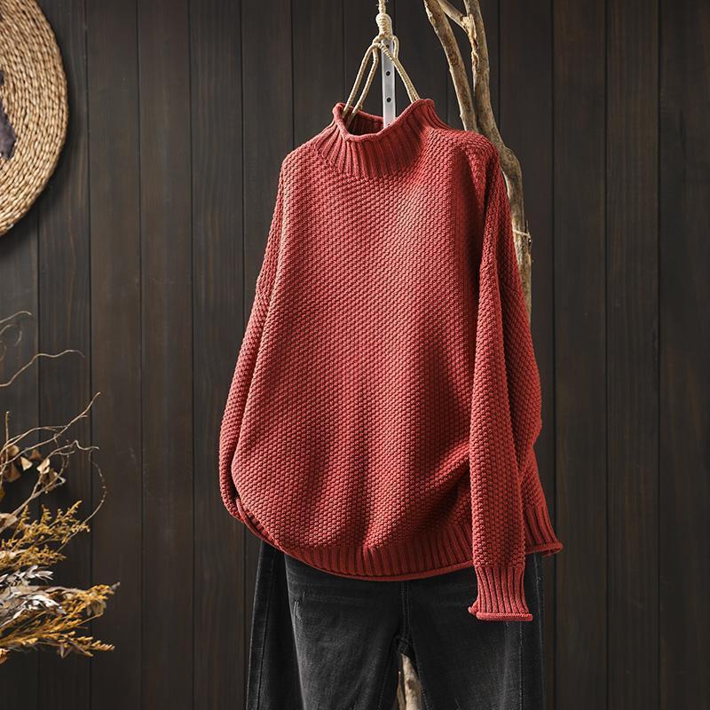 Pull en tricot décontracté pour femmes avec col montant Chic & Stil