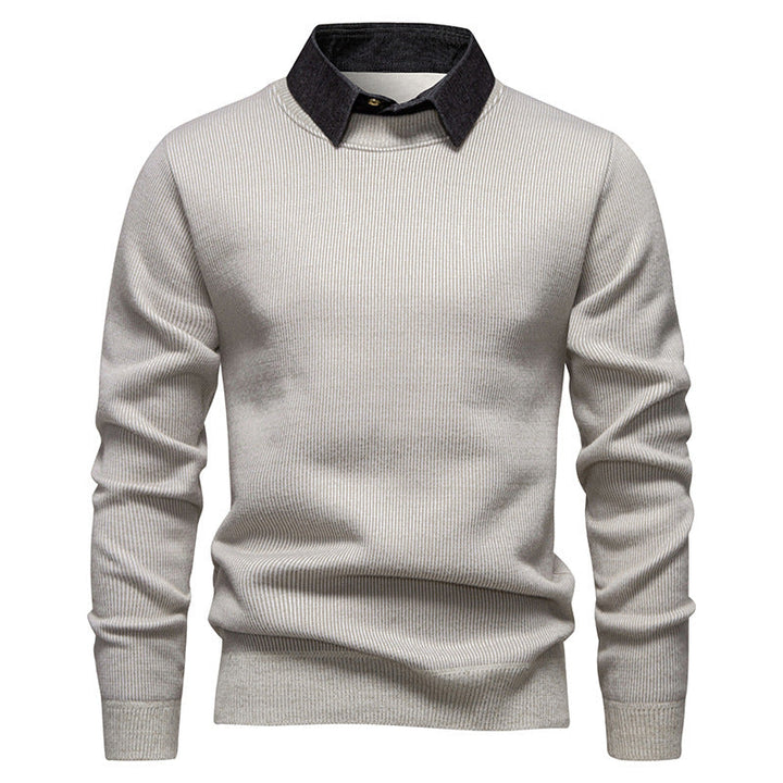 Men's Fine Knit Pullover with Modern Collar Design Lune London