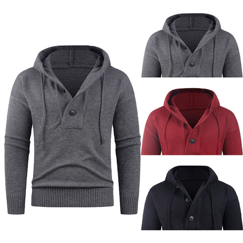 Trendy men's sweater with high collar and functional buttons Lune London