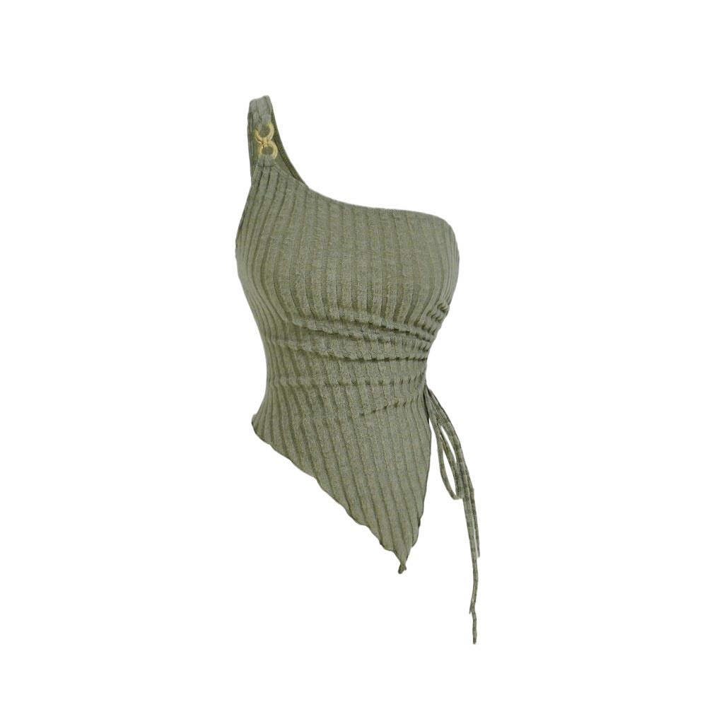 Asymmetric tank top for women with decorative laces Chic & Stil