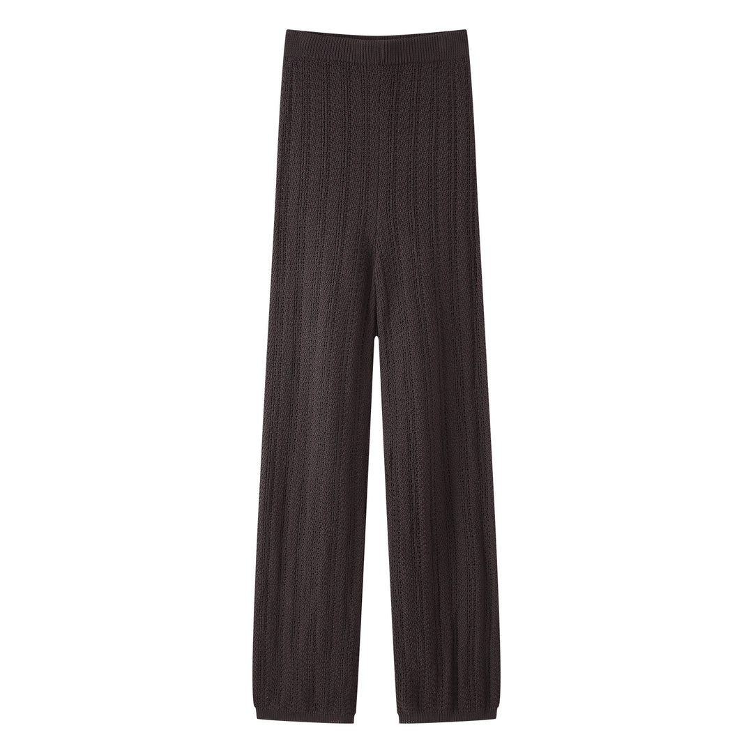 Wide knit palazzo pants for women with an elastic waistband and elegant structure Lune London