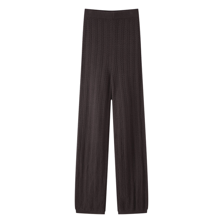 Wide knit palazzo pants for women with an elastic waistband and elegant structure Lune London