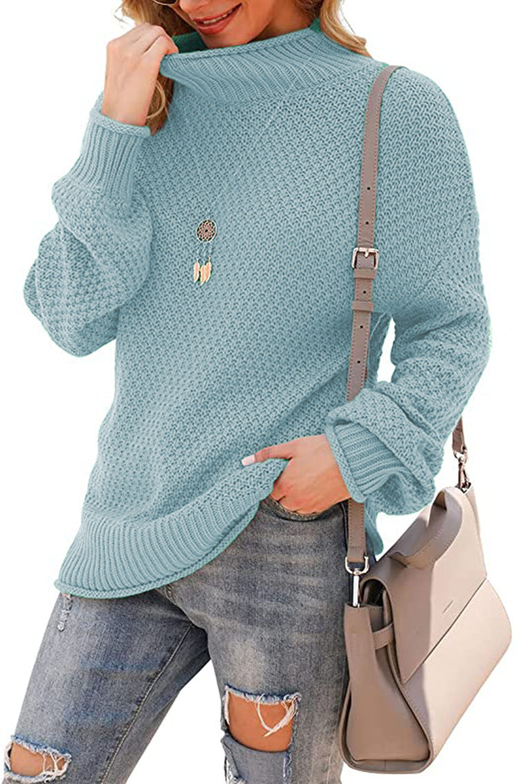 Women's sweater with high collar and structured knit pattern Lune London