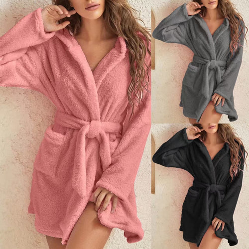 Women’s Cozy Hooded Bathrobe Lune London