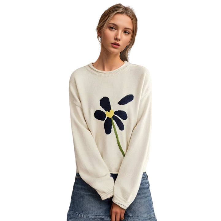 Knit sweater for women with floral pattern Lune London