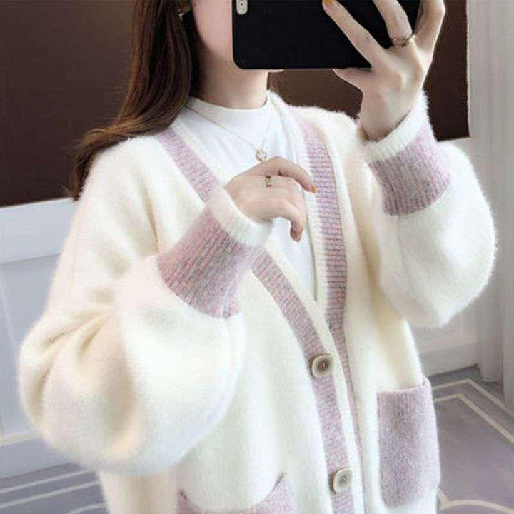 Ladies' knit jacket with trendy contrast details and deep pockets Lune London