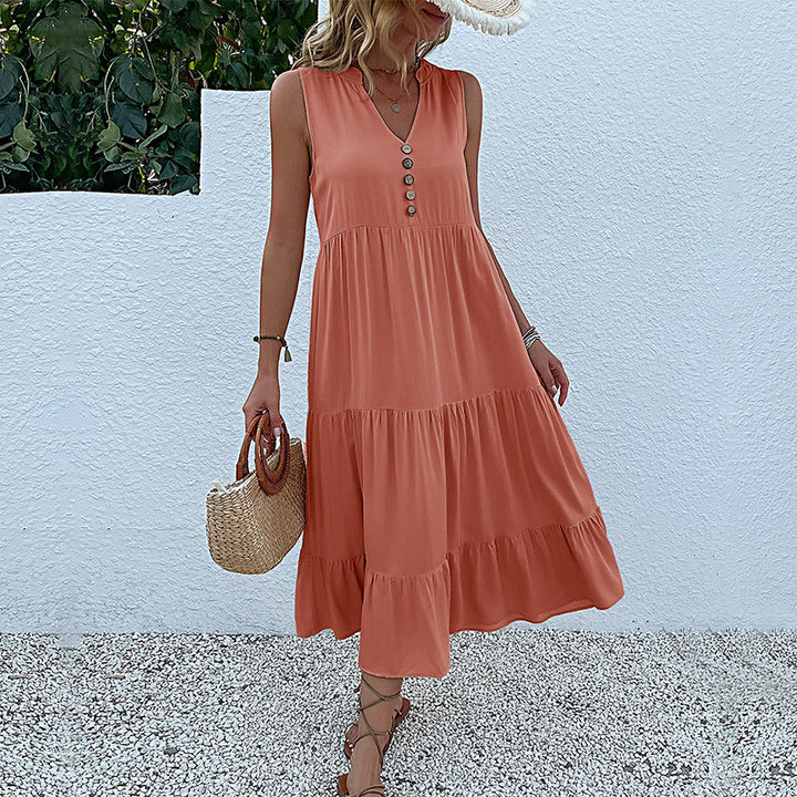 Lune London Women's Sleeveless Maxi Dress with Ruffle Detail