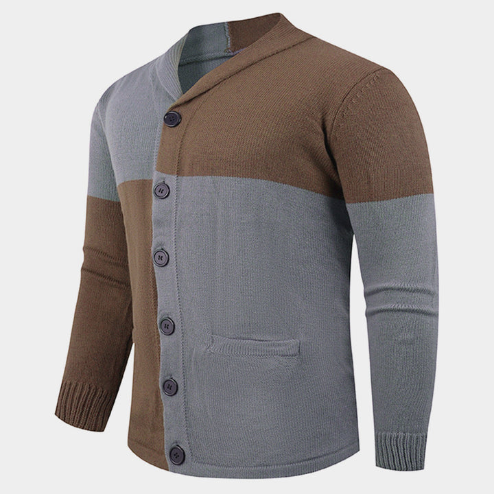 Men's knitted jacket with modern braid pattern and practical pockets Lune London