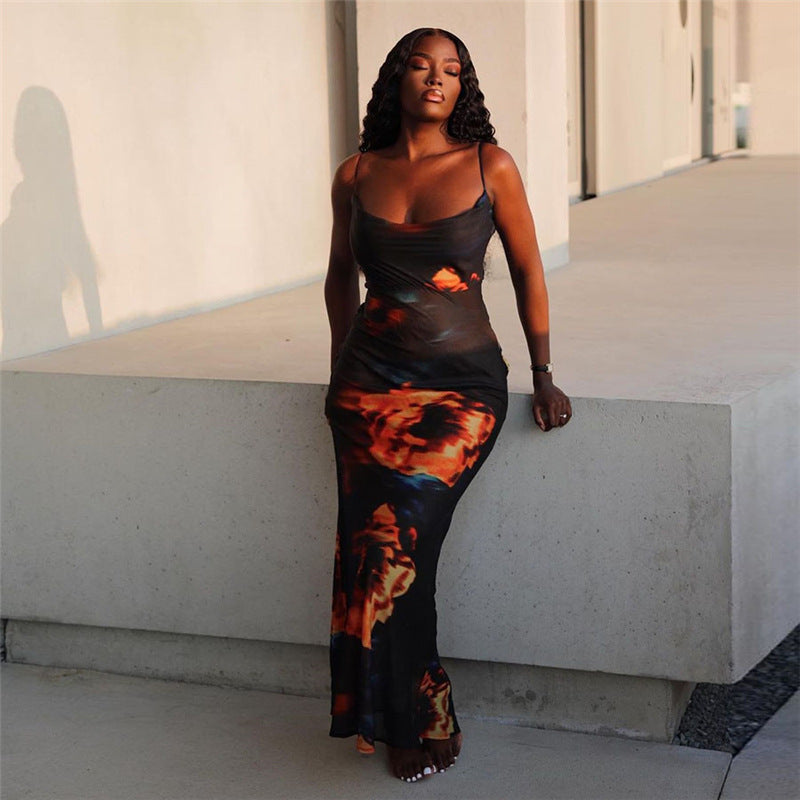 Lune London Spaghetti Strap Bodycon Maxi Dress for Women