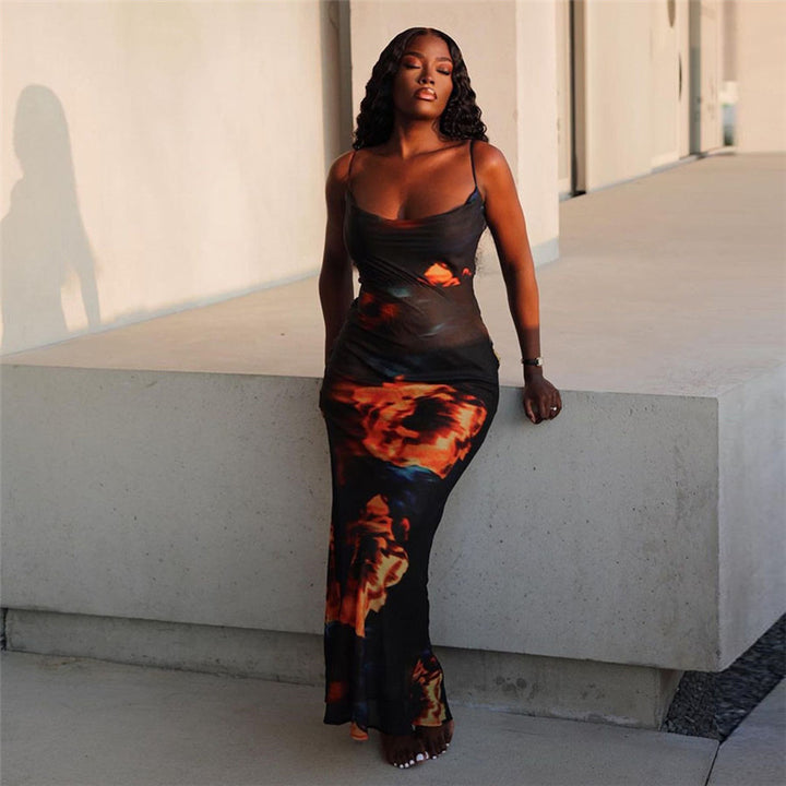 Lune London Spaghetti Strap Bodycon Maxi Dress for Women