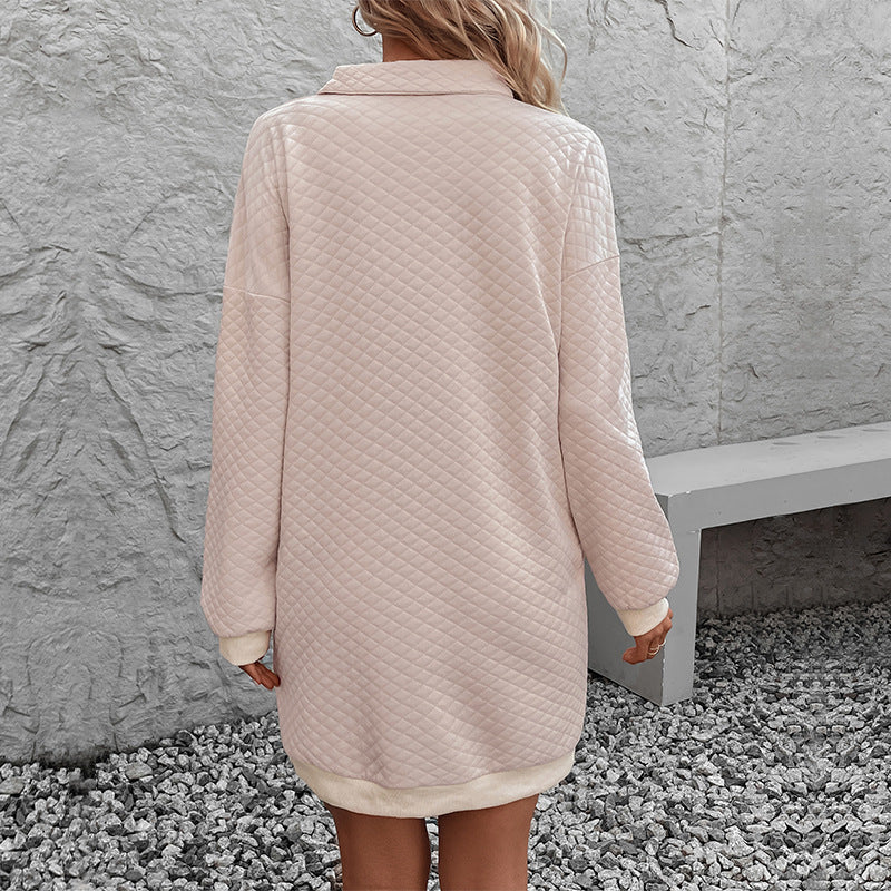 Robe pull femme avec col montant et motif gaufré réchauffant Chic & Stil