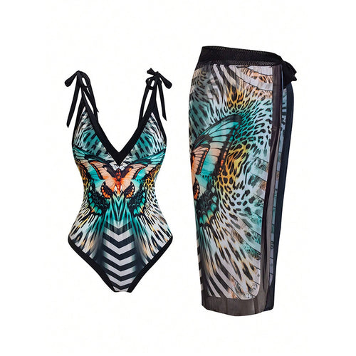 Ladies butterfly print swimsuit set Lune London