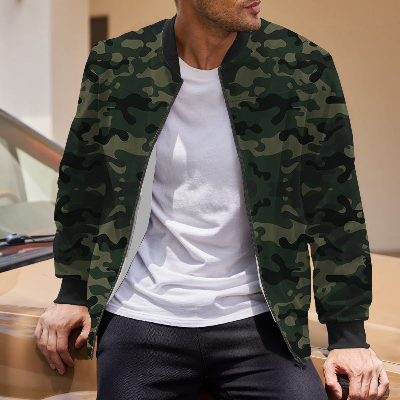 Casual camouflage bomber jacket for men with zipper and pockets Lune London