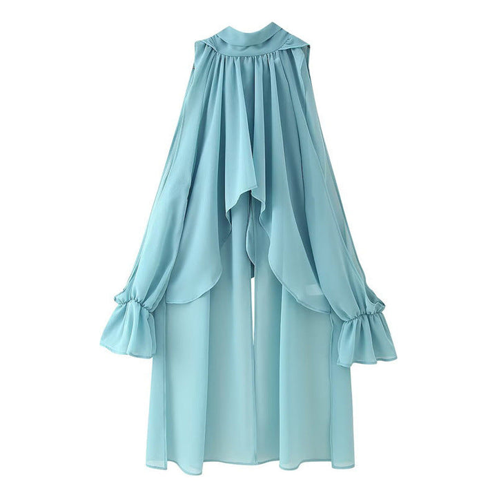 Women's Elegant Chiffon Cape with Voluminous Sleeves Lune London