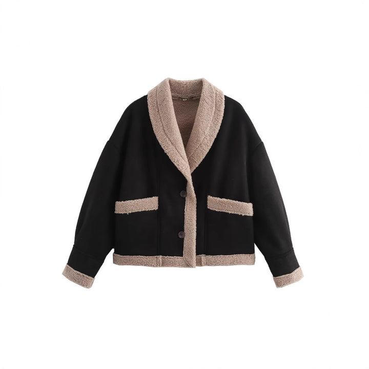 Ladies oversized cozy jacket with elegant collar and practical pockets Lune London