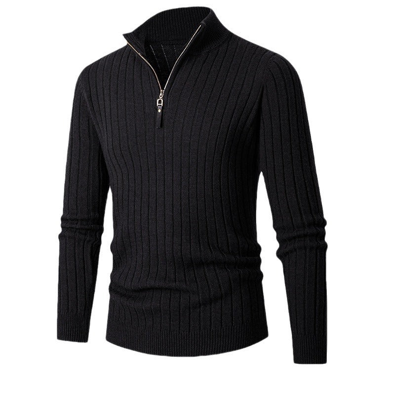 Elegant men's sweater with half zipper and ribbed texture Lune London
