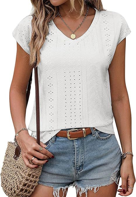 Women V-neck short sleeve T-shirt with textured design Lune London