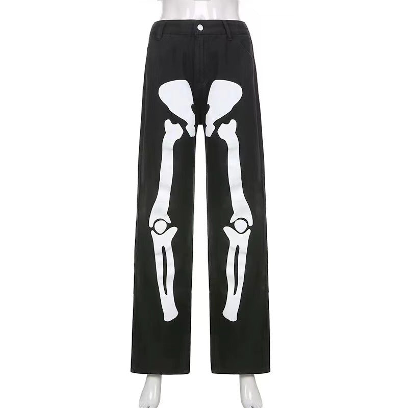 Women's Casual Cargo Pants with Eye-Catching Skeleton Design Lune London