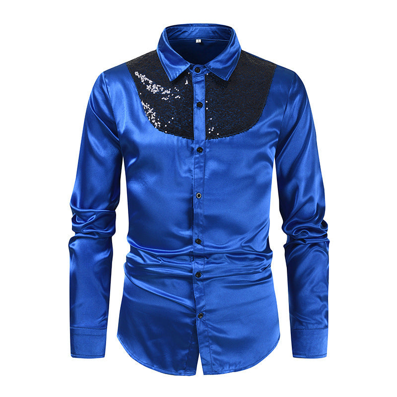 Elegant satin shirt for men with sequin inserts Lune London