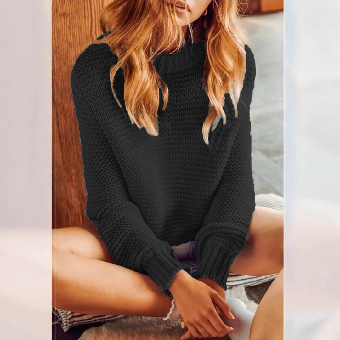 Casual knitted sweater for women with ribbed pattern and slightly dropped shoulders Lune London