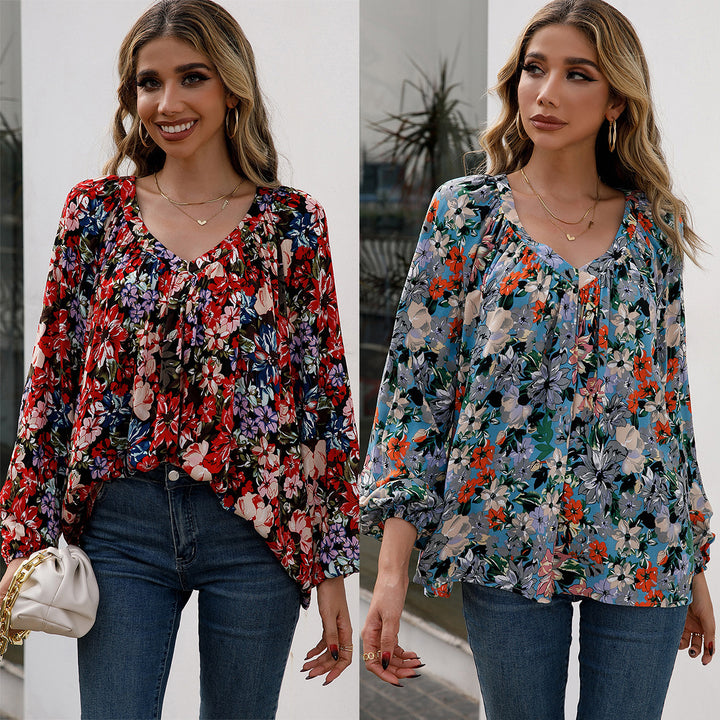 Women's blouse with floral patterns and lightweight sleeves Lune London