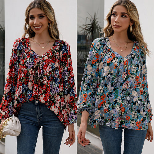 Women's blouse with floral patterns and lightweight sleeves Lune London