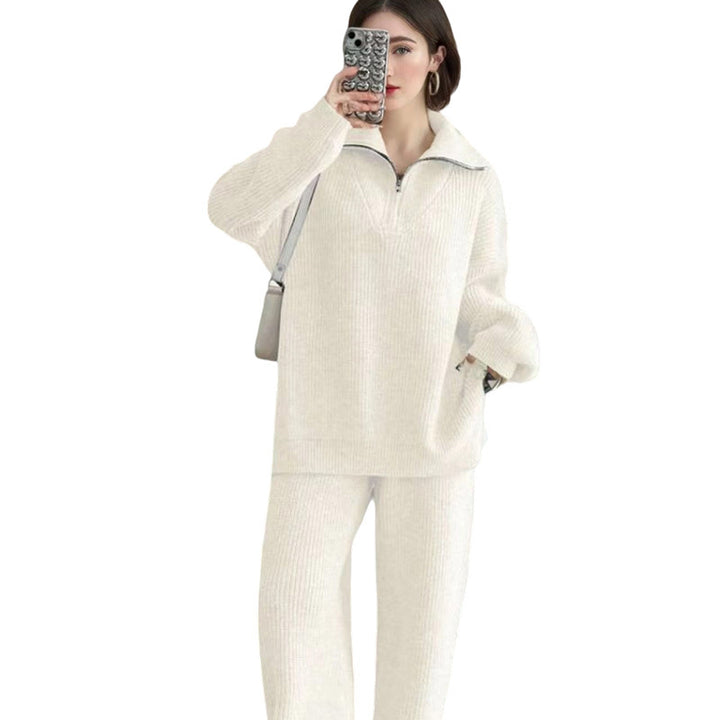 Soft knitted pullover for women with modern high collar and loose fit Lune London