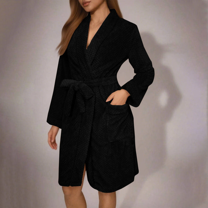 Women's Cozy Bathrobe with Belt and Pockets Lune London
