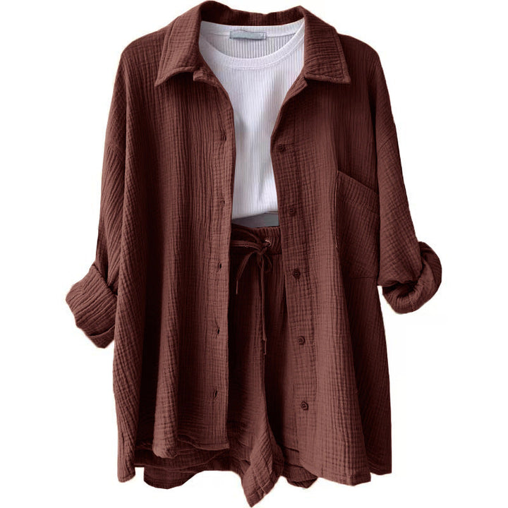 Women Casual Comfort Set Made of Shorts and Oversized Shirt Lune London