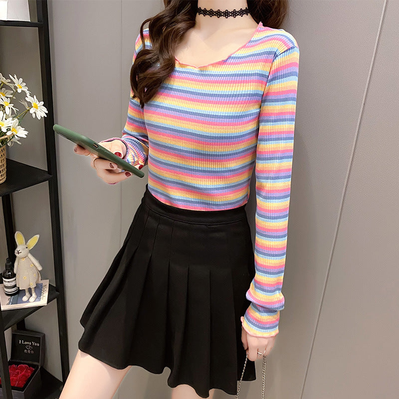 Ladies trendy long-sleeve shirt with fashionable striped pattern Chic & Stil