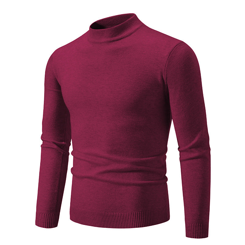 Men's Fine Knit Pullover with High Collar and Elastic Cuffs Lune London