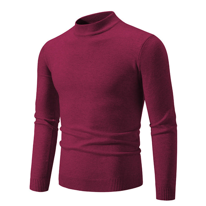 Men's Fine Knit Pullover with High Collar and Elastic Cuffs Lune London