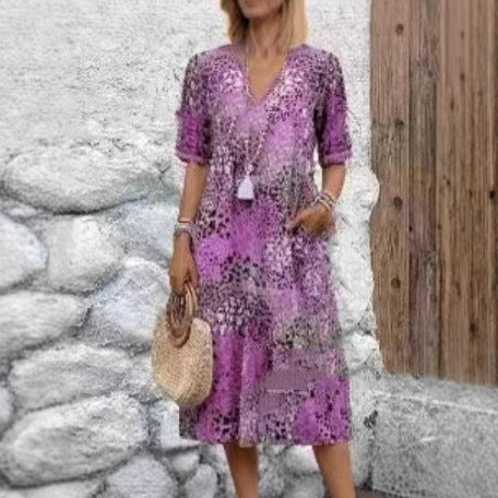 Casual midi dress for women with side pockets Lune London