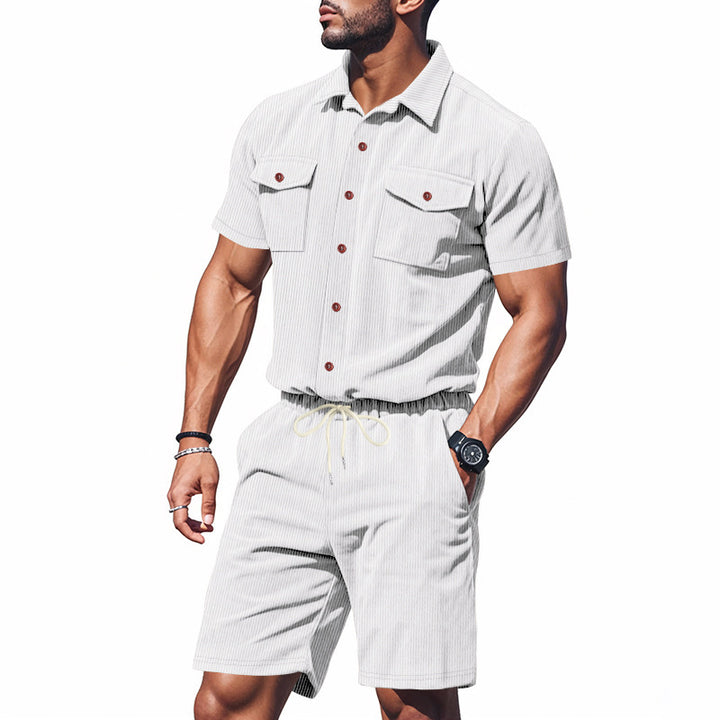 Elegant leisure suit for men with structured details and practical chest pockets Lune London
