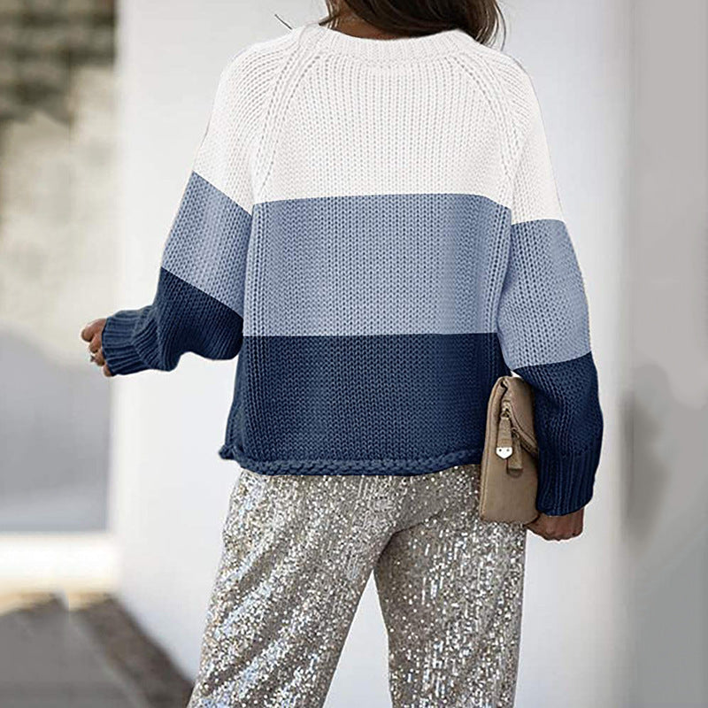 Stylish knitted pullover for women with a modern color block design Lune London