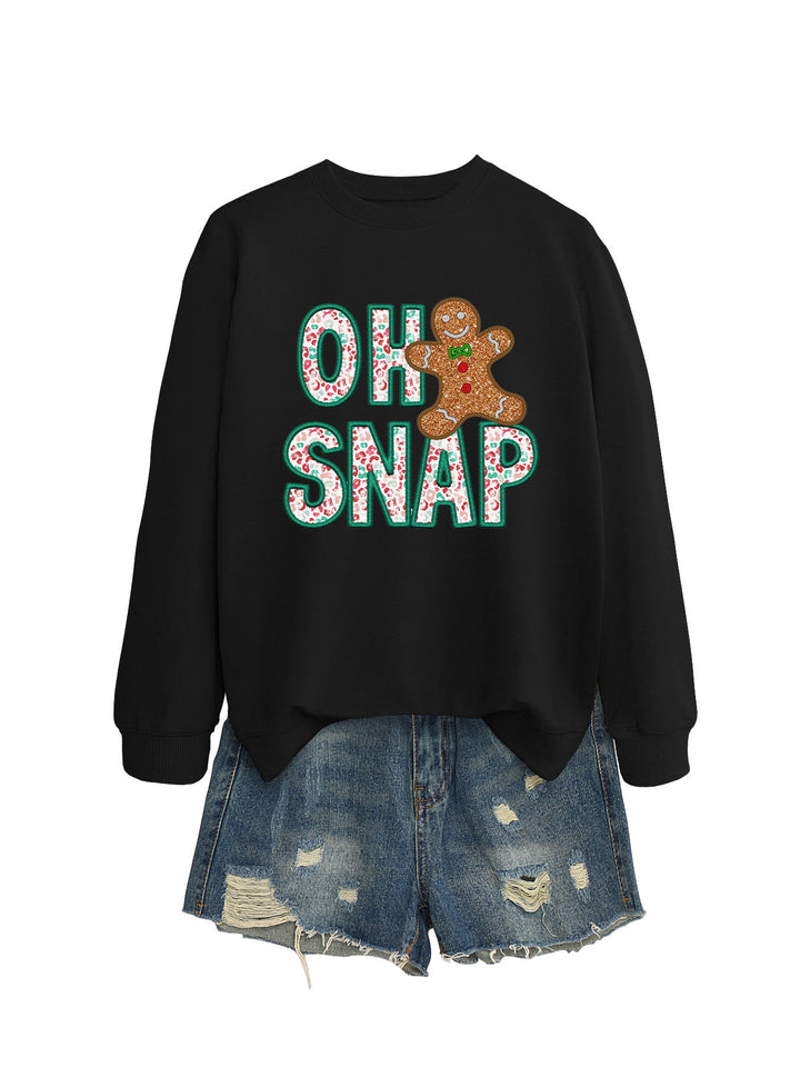Sweatshirt pour femmes avec motif de bonhomme en pain d'épice amusant et lettrage étincelant Chic & Stil