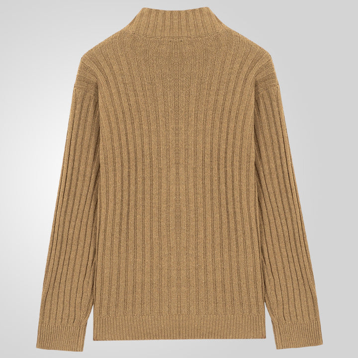 Men's knitted jacket with a light rib pattern and a comfortable high collar Lune London