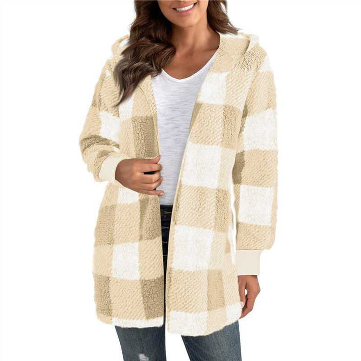 Ladies Oversized Houndstooth Pattern Coat Lune London
