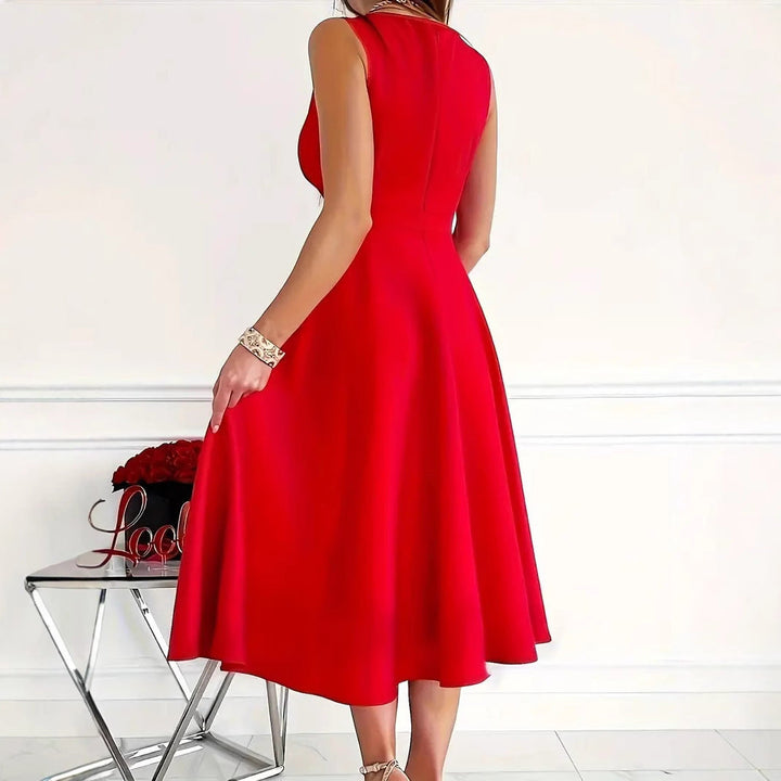 Lune London | Solid Color Tank Dress Asymmetric Neckline Dress