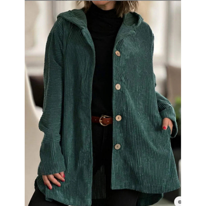 Ladies cozy hooded jacket in fine ribbed fabric Lune London