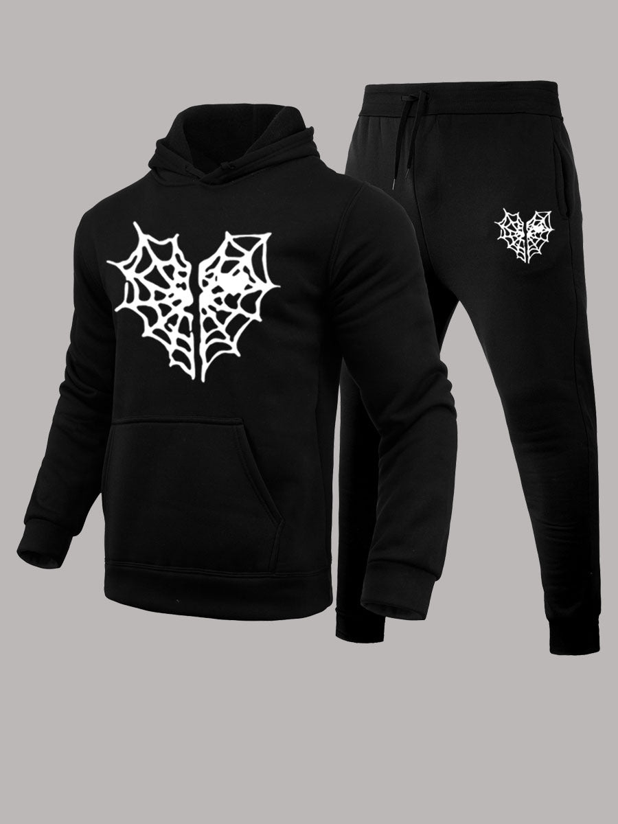 Hoodie and jogger pants set for men with unique spider web pattern Lune London