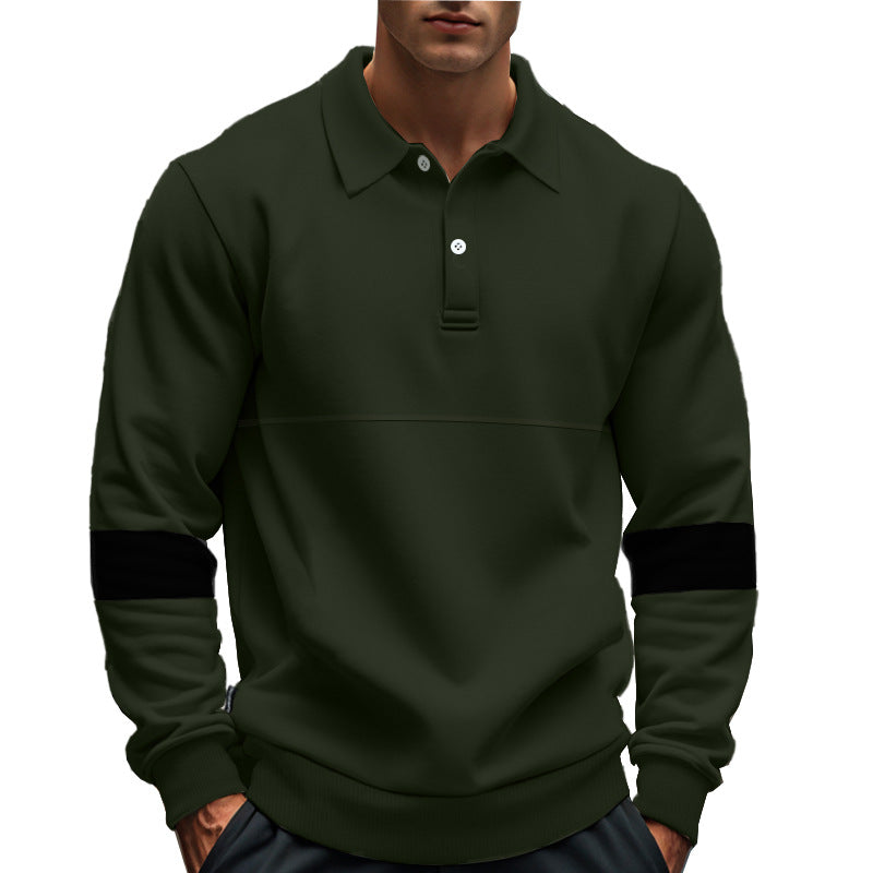 Long sleeve sweater for men with polo style details and contrasting cuffs Lune London