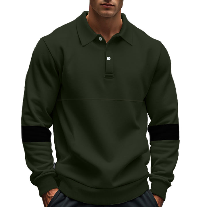 Long sleeve sweater for men with polo style details and contrasting cuffs Lune London