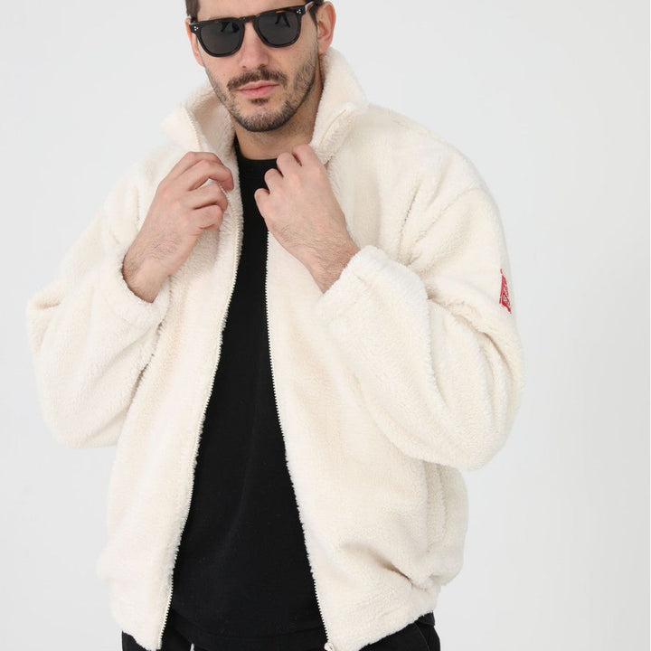 Men's Fleece Jacket with Stand-Up Collar and Practical Pockets Chic Und Stil