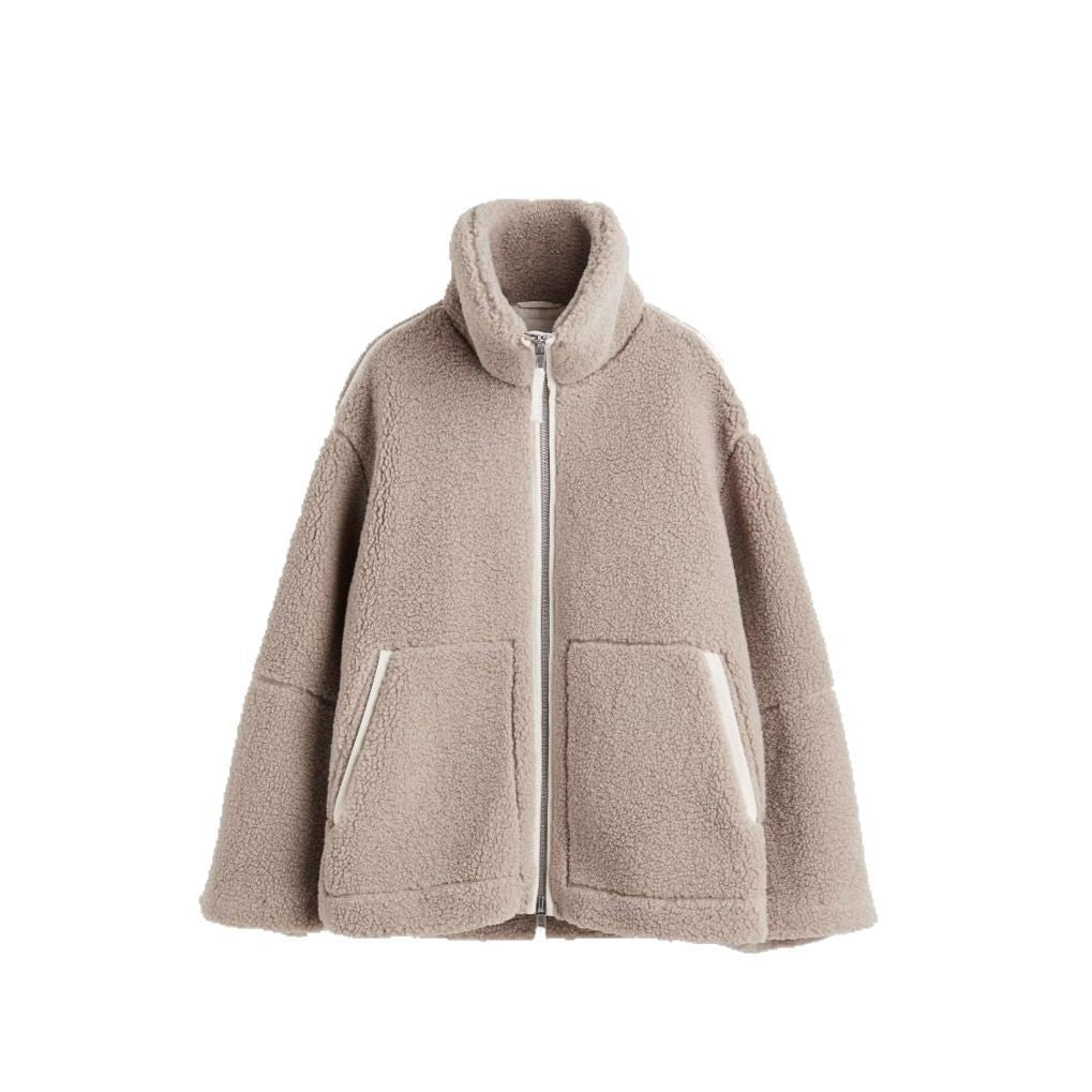 Ladies comfortable plush jacket with high collar Lune London